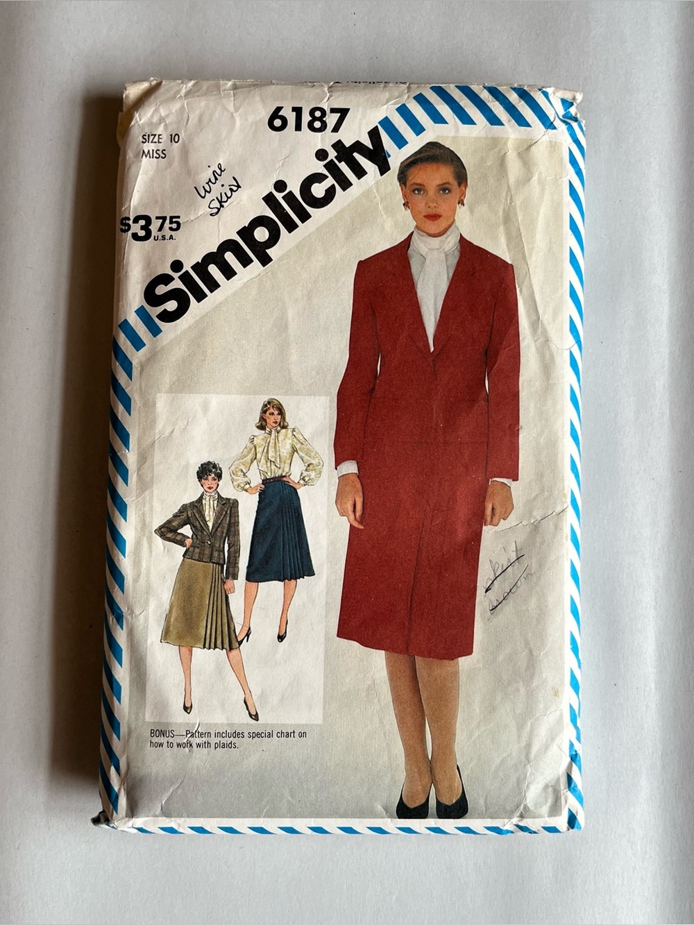 Vintage Simplicity 6187 Misses Slim Skirt Blouse Lined Jacket Sewing Pattern